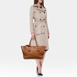 مملوكة مسبقًا Valentino Brown Leather Braided Handle To Be Cool Tote