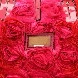 Pre Owned Valentino Multicolor Patent Leather and Satin Rose Applique Tote
