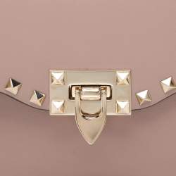 Pre Owned Valentino Beige Leather Rockstud Crossbody Bag