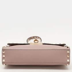 Pre Owned Valentino Beige Leather Rockstud Crossbody Bag