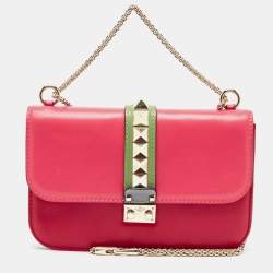 Pre Owned Valentino Multicolor Leather Medium Glam Lock Chain Shoulder Bag