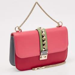 Pre Owned Valentino Multicolor Leather Medium Glam Lock Chain Shoulder Bag