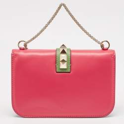 Pre Owned Valentino Multicolor Leather Medium Glam Lock Chain Shoulder Bag