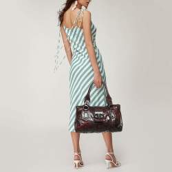 مملوكة مسبقًا Valentino Dark Burgundy Leather Crystals Catch Satchel