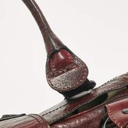 مملوكة مسبقًا Valentino Dark Burgundy Leather Crystals Catch Satchel