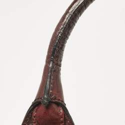 مملوكة مسبقًا Valentino Dark Burgundy Leather Crystals Catch Satchel