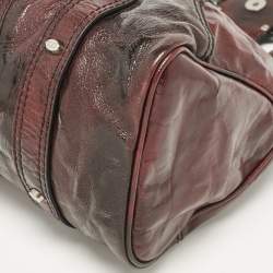مملوكة مسبقًا Valentino Dark Burgundy Leather Crystals Catch Satchel