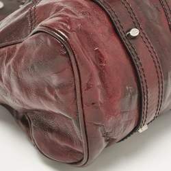 مملوكة مسبقًا Valentino Dark Burgundy Leather Crystals Catch Satchel