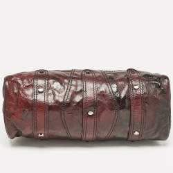 مملوكة مسبقًا Valentino Dark Burgundy Leather Crystals Catch Satchel