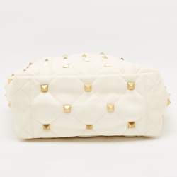 Valentino Off White Leather Roman Stud Shopper Tote
