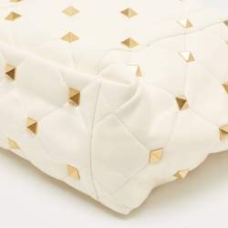 Valentino Off White Leather Roman Stud Shopper Tote