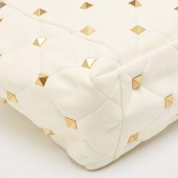 Valentino Off White Leather Roman Stud Shopper Tote