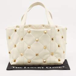 Valentino Off White Leather Roman Stud Shopper Tote