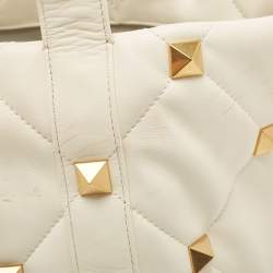 Valentino Off White Leather Roman Stud Shopper Tote