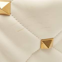 Valentino Off White Leather Roman Stud Shopper Tote