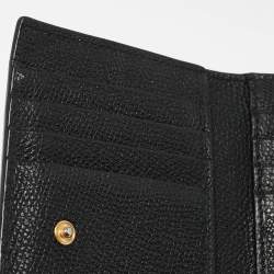 Pre Owned Valentino Black Leather V-Logo Signature Compact Wallet