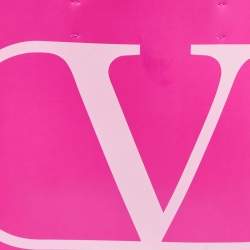 Pre Owned Valentino Pink/White Leather VLogo Shopper Tote