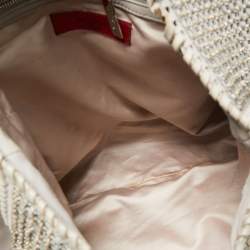 Pre Owned Valentino Grey Leather, Beads and Sequins Embellished Satchel