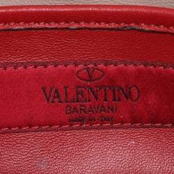 Pre Owned Valentino Beige Leather Small Rockstud Spike Top Handle Bag