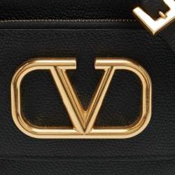 Valentino Black Leather VLogo Round Crossbody Bag