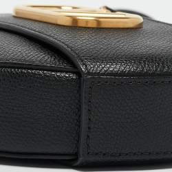 Valentino Black Leather VLogo Round Crossbody Bag