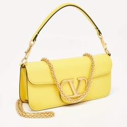 Pre Owned Valentino Yellow Leather Loco Shoulder Bag