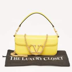 Pre Owned Valentino Yellow Leather Loco Shoulder Bag