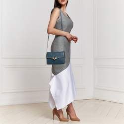 Valentino Blue Leather Rockstud Flap Crossbody Bag