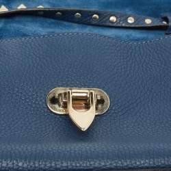 Valentino Blue Leather Rockstud Flap Crossbody Bag