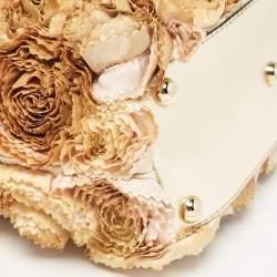 Pre Owned Valentino Multicolor Flower Applique Satin and Leather Tote