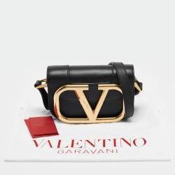 Pre Owned Valentino Black Leather Small Supervee Crossbody Bag