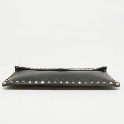 Pre Owned Valentino Black Leather Rockstud Envelope Pouch