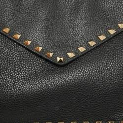 Pre Owned Valentino Black Leather Rockstud Envelope Pouch