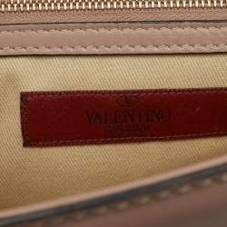 Pre Owned Valentino Beige Leather Medium Glam Lock Chain Shoulder Bag