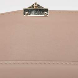 Pre Owned Valentino Beige Leather Medium Glam Lock Chain Shoulder Bag