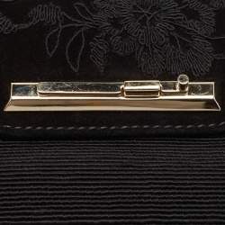 Pre Owned Valentino Black Suede Embroidered Chain Shoulder Bag