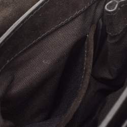 Pre Owned Valentino Black Suede Embroidered Chain Shoulder Bag