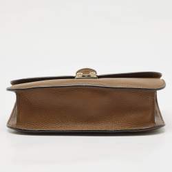 Pre Owned Valentino Brown Leather Medium Rockstud Glam Lock Flap Bag