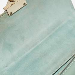 Valentino Green Patent Leather Small Rockstud Glam Lock Flap Bag