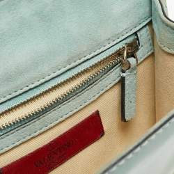 Valentino Green Patent Leather Small Rockstud Glam Lock Flap Bag