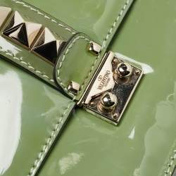 Valentino Green Patent Leather Small Rockstud Glam Lock Flap Bag