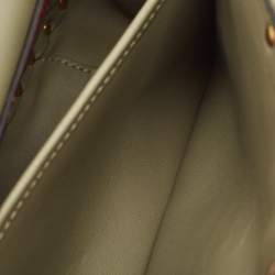 Pre Owned Valentino Olive Green Quilted Denim Medium Rockstud Spike Top Handle Bag