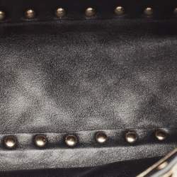 Pre Owned Valentino Gold Quilted Leather Medium Rockstud Spike Top Handle Bag