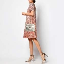 Pre Owned Valentino Gold Quilted Leather Medium Rockstud Spike Top Handle Bag