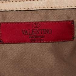 Pre Owned Valentino Beige Leather Sequin Beaded Applique Tote