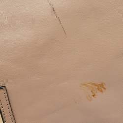 Pre Owned Valentino Beige Leather Sequin Beaded Applique Tote