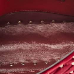 Pre Owned Valentino Burgundy Quilted Velvet Medium Rockstud Spike Top Handle Bag