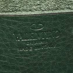 Pre Owned Valentino Green Leather Rockstud Flap Shoulder Bag