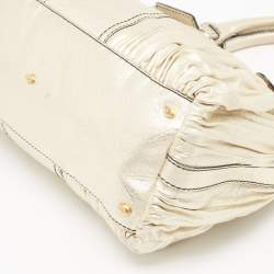 Valentino Gold Pleated Leather Crystal Catch Satchel