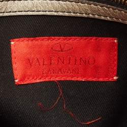 Valentino Gold Pleated Leather Crystal Catch Satchel